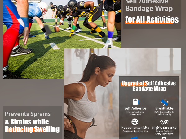 Upgraded 9-Pack Self Adhesive Bandage Wrap