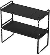 SANNO Expandable Cabinet Storage Shelf Organizer Spice Riser Rack, Stackable Cupboard Organizer S...