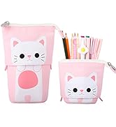 iSuperb Cute Pencil Case Standing Pen Holder Cat Pencil Bag Cartoon Pen Box Kawaii Pencil Pouch B...