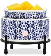 Blue & White Porcelain Wax Warmer, Electric Wax Melt Warmer, 3-In-1 Ceramic Candle Warmer for Sce...