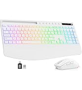 Trueque Wireless Keyboard and Mouse Combo, 4000mAh Rechargeable Backlit Keyboard with Wrist Rest ...