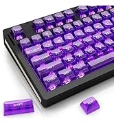 Fejwlvs 130key Purple Transparent Keycaps,Transparent Keycaps 60 65 75 100 Percent,Crystal Shine ...