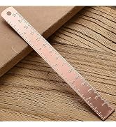 Rose Gold Ruler, Metal Drawing Ruler, Brass Straight, Unisex Learning Measuring Bookmark Statione...