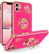 BENTOBEN for iPhone 11 Case, Phone Case iPhone 11, Slim Fit Gold Butterfly Design Kickstand Ring ...
