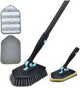 Shower Cleaning Brush with Long Handle, 3 in 1 Tub and Tile Scrubber Brush with 50.4'' Extendable...