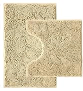 Bathroom Rugs Sets 2 Piece,Super Absorbent Chenille Bath Mats and U-Shaped Toilet Rug,Strong PVC ...