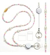 Disstong Beaded Breakaway Lanyard for ID Badges - Retractable Teacher Lanyard, Cute Women Keychai...