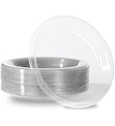 Laojbaba Disposable Clear Plastic Plates 7inch Party Dinner Plates 100 Count Dessert Plates for P...