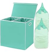 Simple Houseware Double Laundry Hamper with Lid and Removable Bags, Turquoise