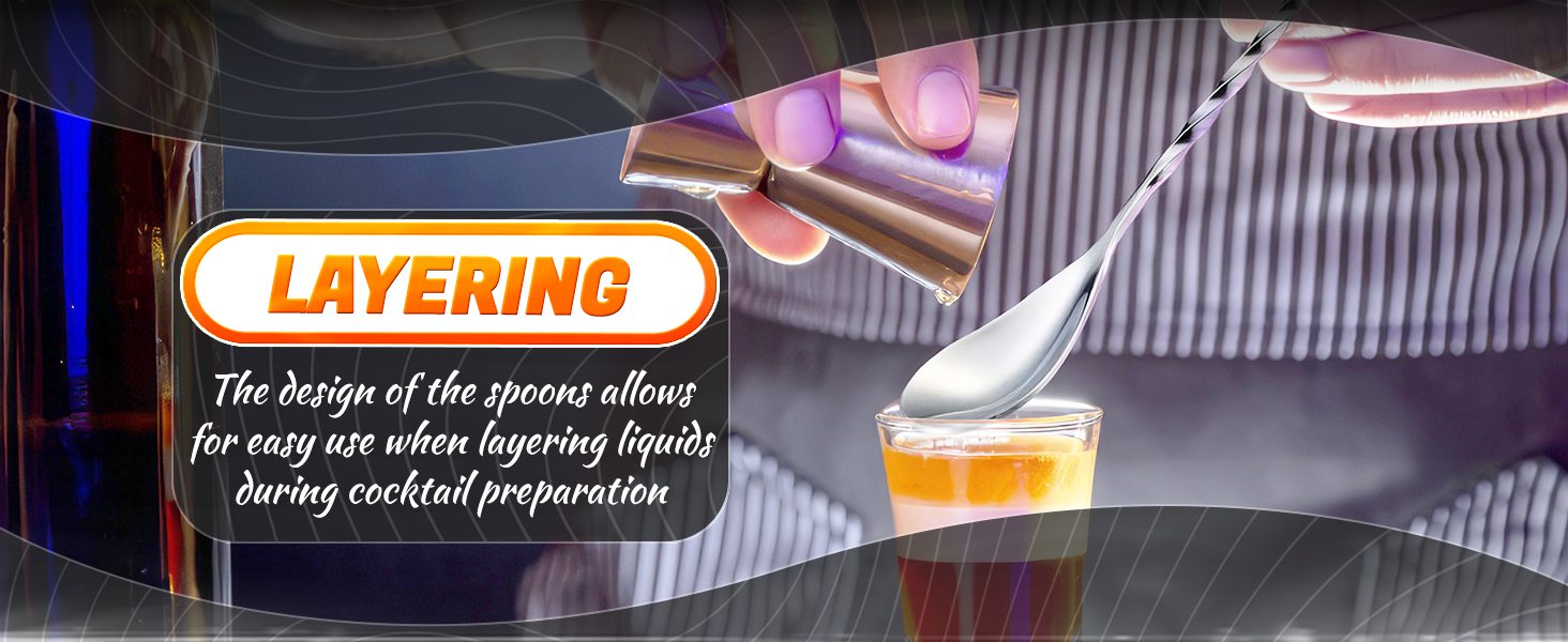 4Pcs Bar Spoon Cocktail Mixing Spoon - 12" Drink Mixer Metal Spoons Cocktail Stirrers
