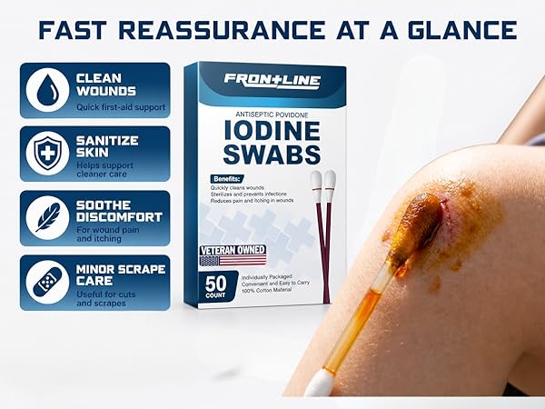 first aid essentials iodine spray tincture 10 percent wound care ointment cleaning swabs tips