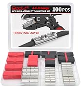 BAALA 100 PCS 4/6/8 Gauge Non Insulated Butt Connectors Kit with Heat Shrink Tube 4/6/8 AWG Butt ...