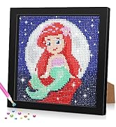 Bowetile 5D Diamond Painting Kits for Kids Adults Beginners with Frame, Mermaid Diamond Art for K...