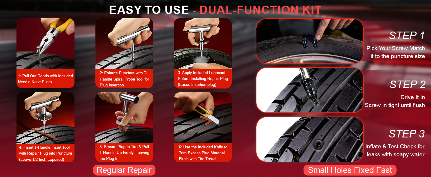 Flat Tire Repair Kit with Plugs