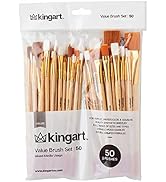 KINGART Mixed Media Brushes, Set of 50, Assorted Sizes, Good for All Projects