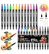 Art Coloring Brush Markers,ZSCM 25 Colors Duo Tip Marker Journal Pens for Adult Coloring Books Dr...