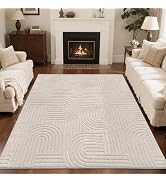 SHACOS Soft Cozy Fluffy Arch Pattern High-Low Pile Textured Area Rug 5'3"x7'3" Non Slip Washable ...