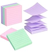 Lined Pop Up Sticky Note 3x3 inch, 6 Pack Accodian Stlye Self-Sticky Notes with Lines, Light Gree...