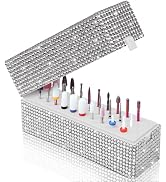 Nail Drill Bits Holder Box: 30 Holes Rhinestone Drill bit Holder Nail tech for Nail Drill bits St...