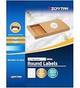 VZCPYTPM Printable Round Labels 2.5" Diameter,300 White Sticker,Blank Labels for Printer,Shipping...
