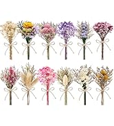 LawnIdyll 12/24 PCS Charming Dried Flowers Bouquet for Vase Various Dried Wildflowers with Stems ...