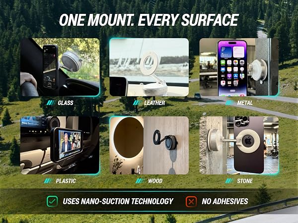 Mounts to most surfaces