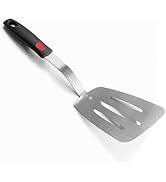 Stainless Steel Spatula, Flexible Metal Slotted Turner for Cast Iron Skillet, Thin Blade and Heat...