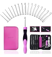 Yarniss 17 Size Lighted Crochet Hooks Set 2.5 mm to 14.0 mm, Metal Rechargeable Light Up Crochet ...
