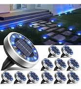 btfarm 16 Pack Solar Ground Lights Outdoor, 8 LED Solar Disc Lights IP65 Waterproof Flat Light, P...