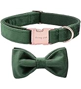ARING PET Dog Collars with Bowtie-Velvet Dog Bow tie Collar, Adjustable Dark Green Dog Collar