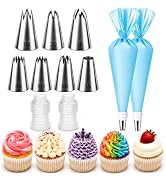 Hendiy Large Piping Tips Set, 11 Pieces Seamless Stainless Steel Cake Decorating Tips Kit, Reusab...