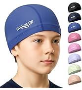 COOLMATE Fabric Swim Cap for Adult Women Men Kid 3 4 6 8 14 16, Silicone Water Resistant Layer, C...
