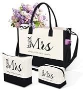 Bensbl 3Pcs Canvas Tote Bag for Women, Beach Travel Shoulder Bag with Makeup Pouch and Toiletry O...