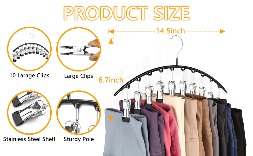 curved hanger with clips for leggings