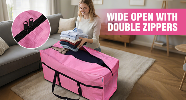 WIDE OPEN WITH DOUBLE ZIPPERS