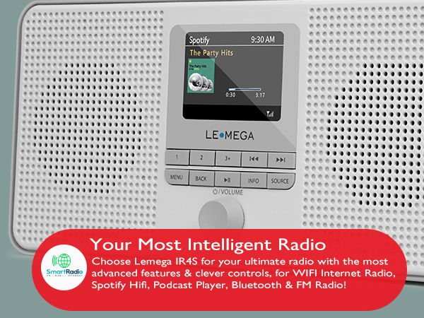 Portable Internet Radio, FM radio, Digital radio podcast player radio alarm clockradio retro radio