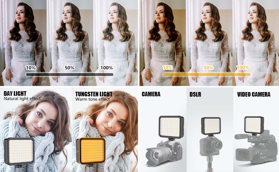 Mettlelite VL80 video light with different color temperature and birghtness