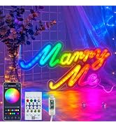 ZSLAIFU Marry Me Neon Sign, RGB+IC LED Marry Me Light Up Letters for Wedding Proposal Decorations...