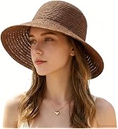 IVYWNT Summer Straw Sun Hats for Women - Foldable Beach UPF Floppy Hat Wide Brim UV Protection Pa...