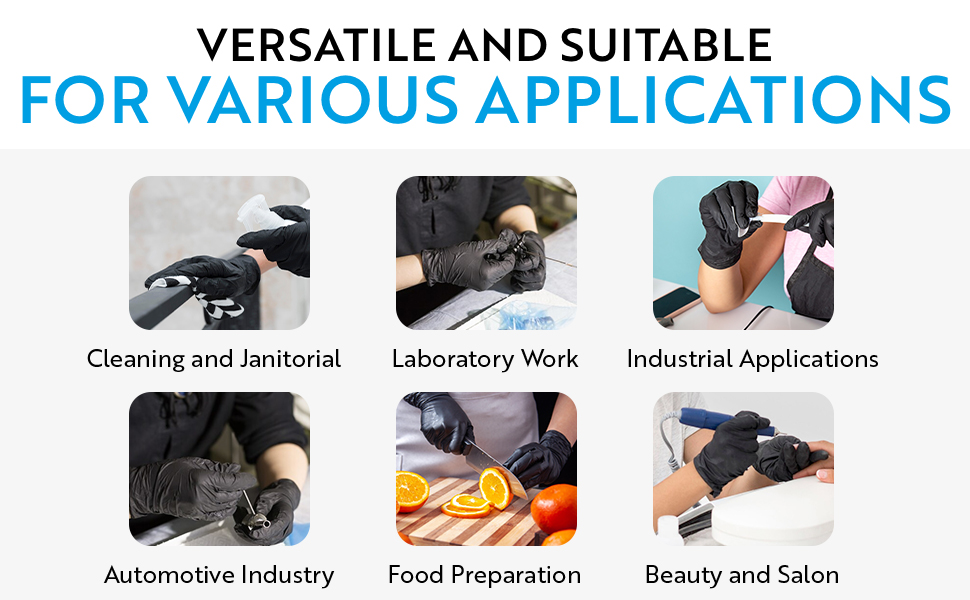 SPN-SELR Disposable Nitrile Industrial Gloves: 5 Mil Latex & Powder-Free Textured Food-Safe