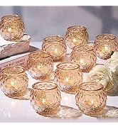 DARJEN Gold Votive Candle Holders Set of 24- Round Glass Candle Holders Bulk for Table Centerpiec...