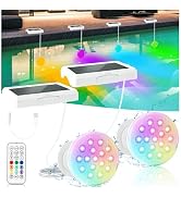 BOXPSII Solar Pool Lights, Upgraded USB Rechargeable Submersible LED Lights with Remote, 4.55 Inc...