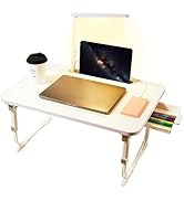 Laptop Desk for Bed Lap Desk with LED Desk Light, Adjustable Tablet Bed Table with Foldable Legs ...