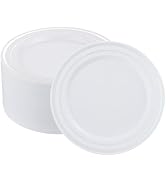 ISFANGCO 50 PCS Silver and White Plastic Plates for 50 Guests,10.25inch Silver Rimmed White Dispo...