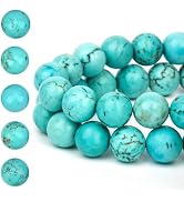 HAAMIIQII 6mm Natural Blue Turquoise Beads Round Gemstone Loose Beads for Jewelry Making 2 Strand...