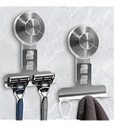 WingWider Suction Cup Razor Holder for Shower Wall 2 Pack,Heavy-Duty 15lbs Suction Hooks for Razo...