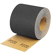 Shineboc 220 Grit Sandpaper Roll, 3-2/3" Wide 11 Yard Wet Dry Silicon Carbide Longboard Sand Pape...