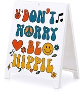 Funny Team Office Gifts - Don't Worry, Be Hippie Funny Desk Sign, Gag Fun Gift for Coworker Teamm...
