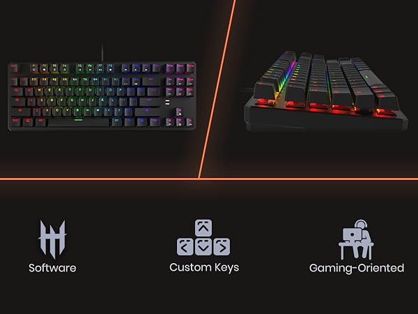 Tecware Phantom 87 mechanical keyboard RGB gaming keyboard custom keys wired TKL keyboard