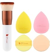DUcare Foundation Brush with Makeup Sponges Puff Flat Top Kabuki Brush for Liquid Blending Minera...